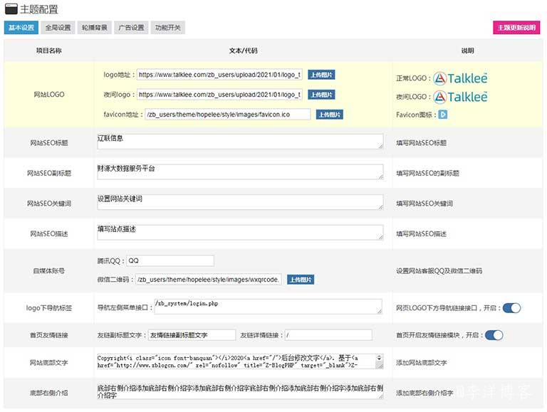 zblogPHP全能型主题模板希望(Hopelee)全新绽放,独具热爱,自成一派