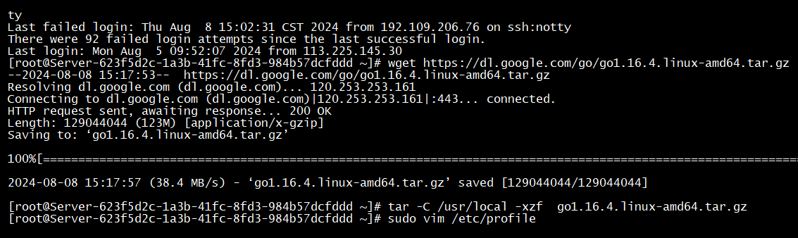 linux系统下安装和部署go语言环境并设置开机启动的图文记录