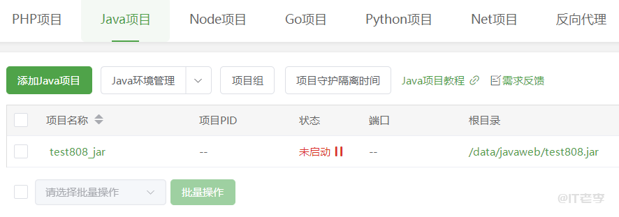 宝塔面板Java项目Spring Boot类型设置完成后无法启动怎么解决